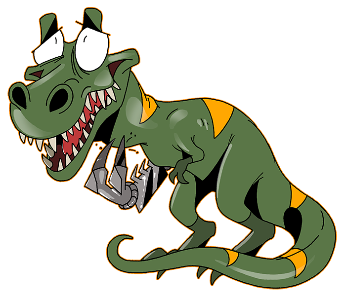 Guilla is a dumb and totally harmless Tyrannosaurus. He hates his small arms and asked the supreme machines to implant bigger and stronger arms on him.