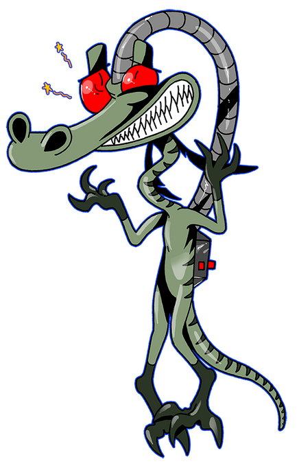 Dusky is a Coelophysis with a long tube attatched on his brain/back. He was punished in the past for trying to destroy things on the School.