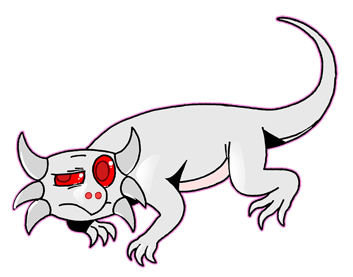 Zilla is an albino moloch. He have a crush on Dusky&#39;s mother, but she is a Triceratops and he is a tiny lizard! He hangs around with Furiko and Velca.