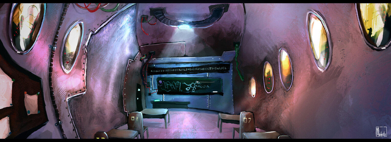 Concept art of Fercu's classroom by Jefferson Modesto.