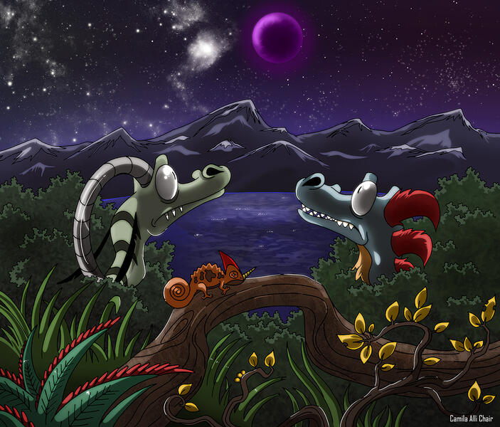 &quot;The Lost Woods&quot; is the only green place on the planet. Here, a concept of Fercus and Dusky in there, looking amazed by the beauty of the sky.