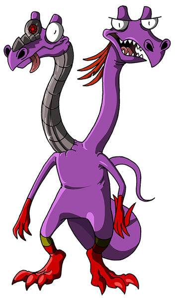 Dip &amp; Dumpy with a full scaly body. Their designs have a different look of the real animal because it was made before the new discoveries of Deinocheirus.