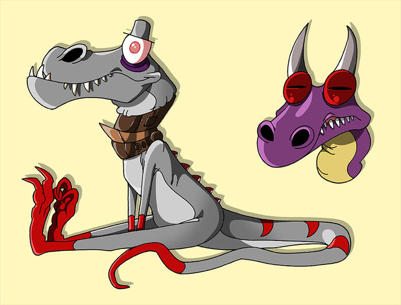 Allan and CarnuTV (outside School). CarnuTV reveals his original red eyes and Allan can finally blink without the giant mecha-arms pulling his eyes.