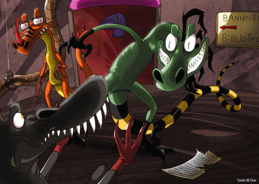 Fercus confronting Kapys in &quot;Fercus Ate My Work!&quot;.