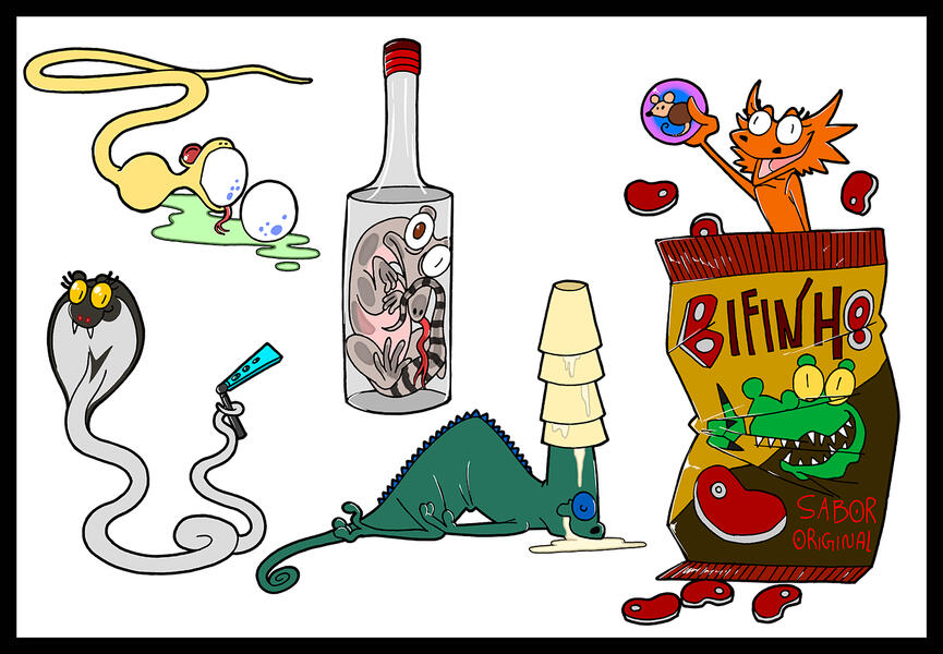 Snakes and lizards studies for the last funny scene.