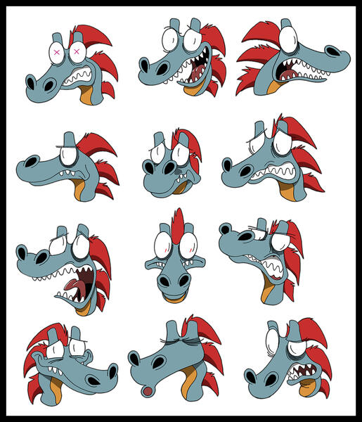 Some expressions studies of Fercus (blue/normal personality).