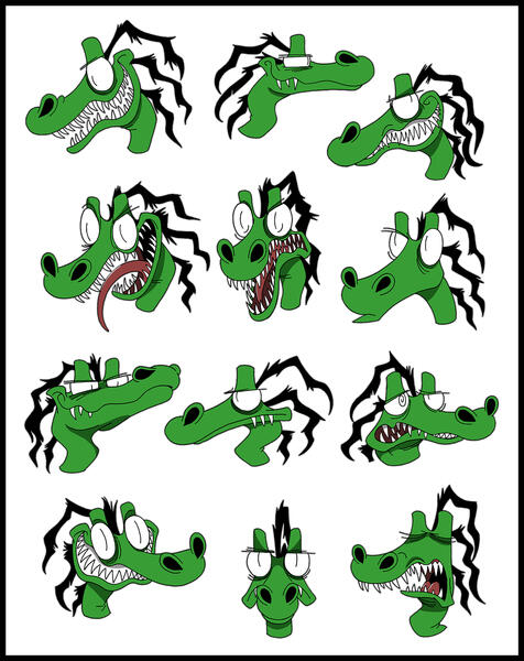 Some expressions studies of Fercus (green personality).